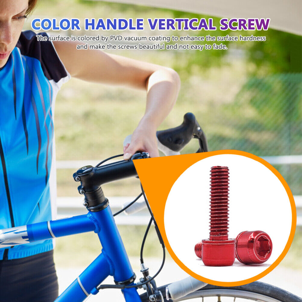 6pcs Bike Stem Bolts M5x18mm Allen Head MTB Stem Screws w/ Washer (Red)