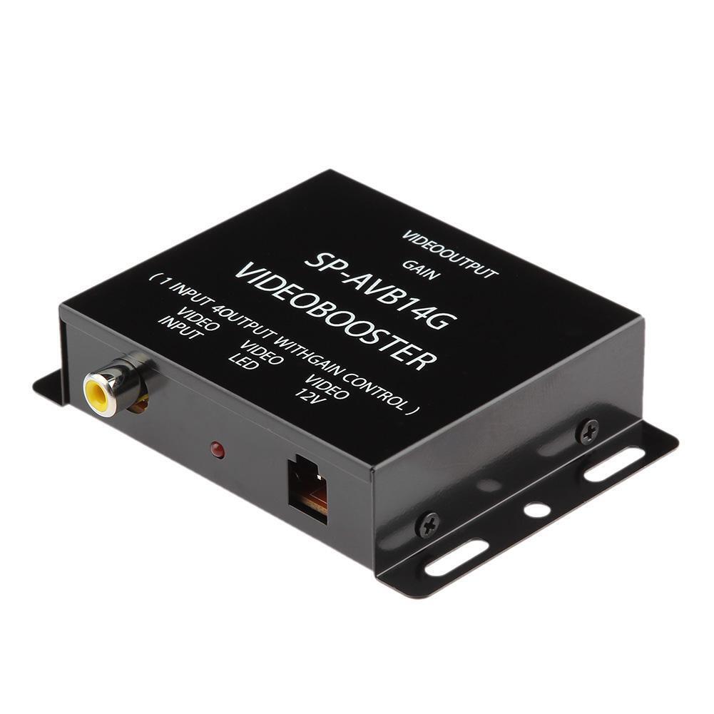 12V 1 Input to 4 Output RCA Car DVD Video Booster Amplifier Splitter Box