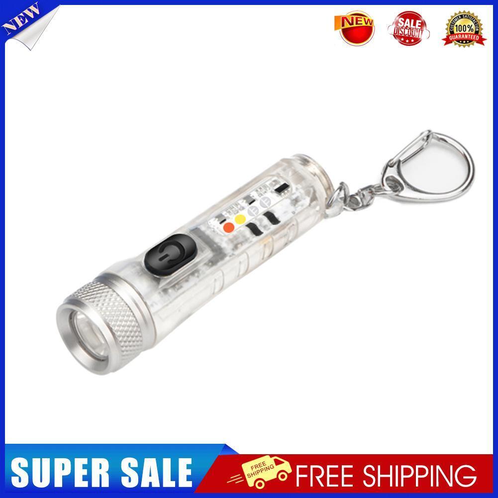 Mini Keychain Torch w/ Buckle USB Rechargeable Emergency Flashlight (White)