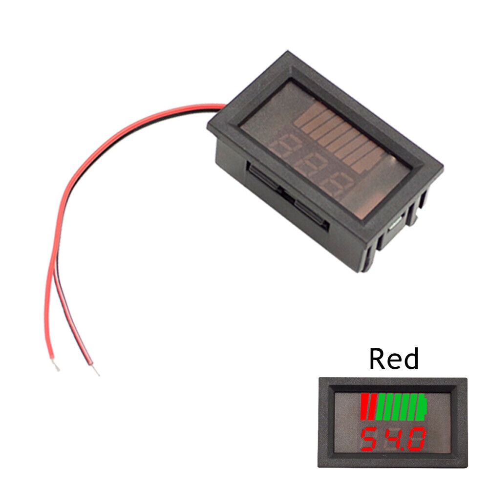 LCD Digital Dual Display Voltmeter Meter Battery Capacity Indicator (Red)