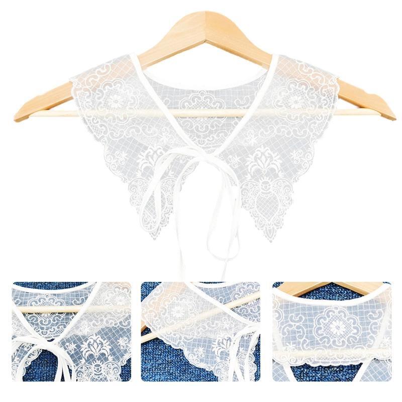 Knitted Detachable False Collar Embroidery Flower Pattern False Collar Shawl