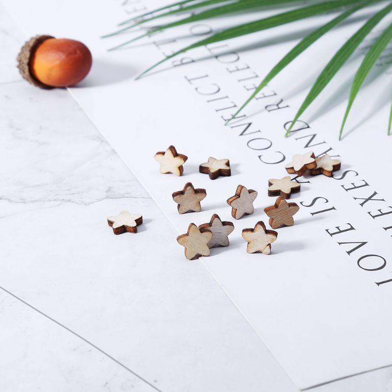 100 Pieces Star Shape Natural Wood Slices for Wedding Table Scatter Ornaments