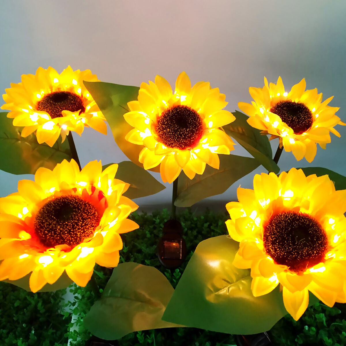 2 Packs Solar Sunflower Lights, Waterproof LED Garden Lamp, for Lawn, Yard