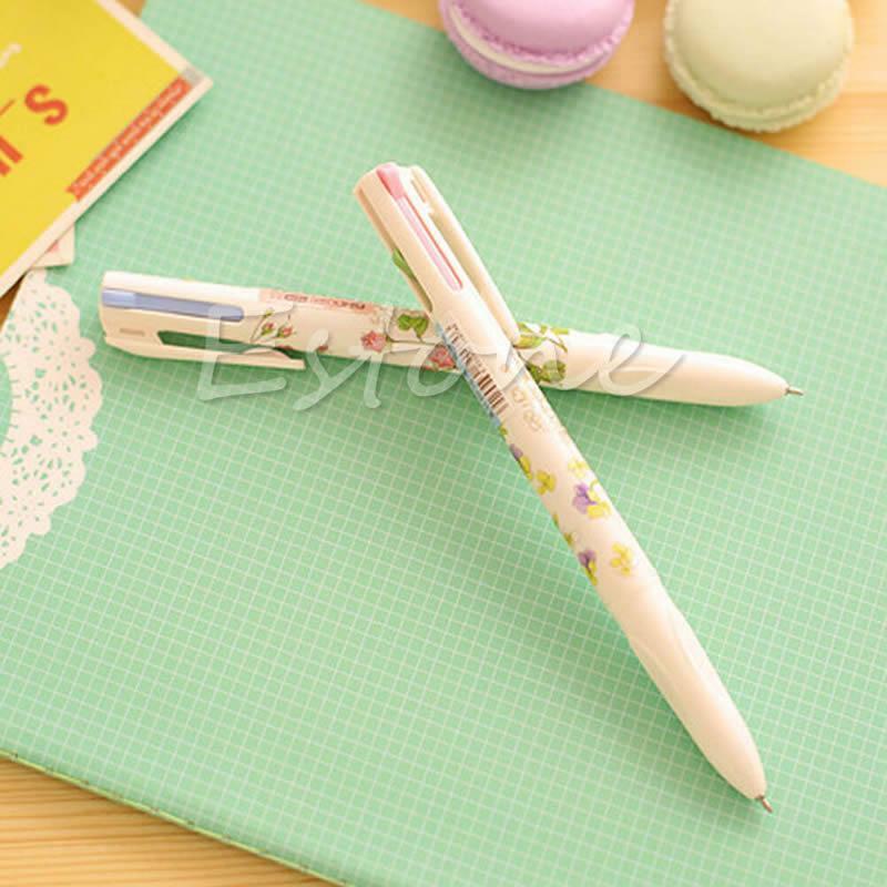 3PCS Stationery Summer Story Multicolor Ball Point Pens 4 Colors in 1 Pen