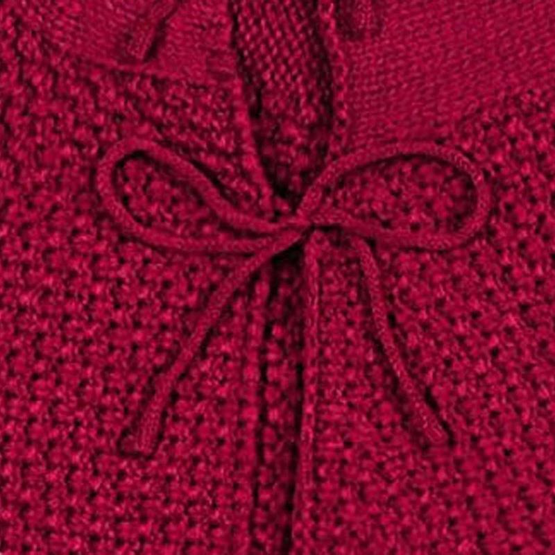 Christmas Tree Skirt Burgundy Red Thick Knitted Mat Xmas Tree Base Cover 48 Inch