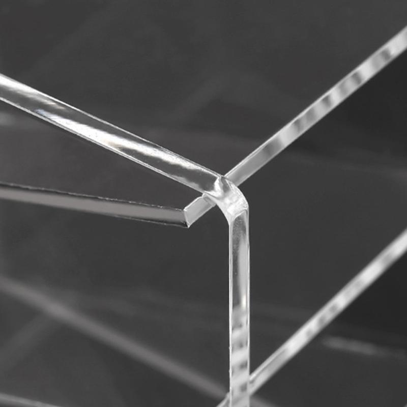 Desktop 3-grid Clear Pen Holder Transparent Makeup Tools Organizer Holder Box