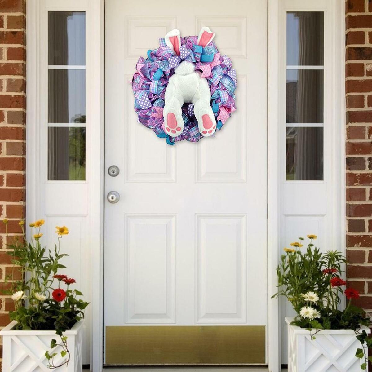 2pcs Easter Bunny Wreath  Spring Hanging Decor  Wreath Attachment