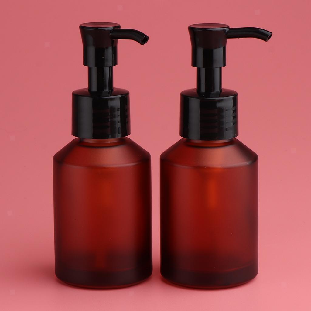 4pcs Empty Glass Pump Bottle Refillable Cosmetic Lotions Bottle 100ml 60ml