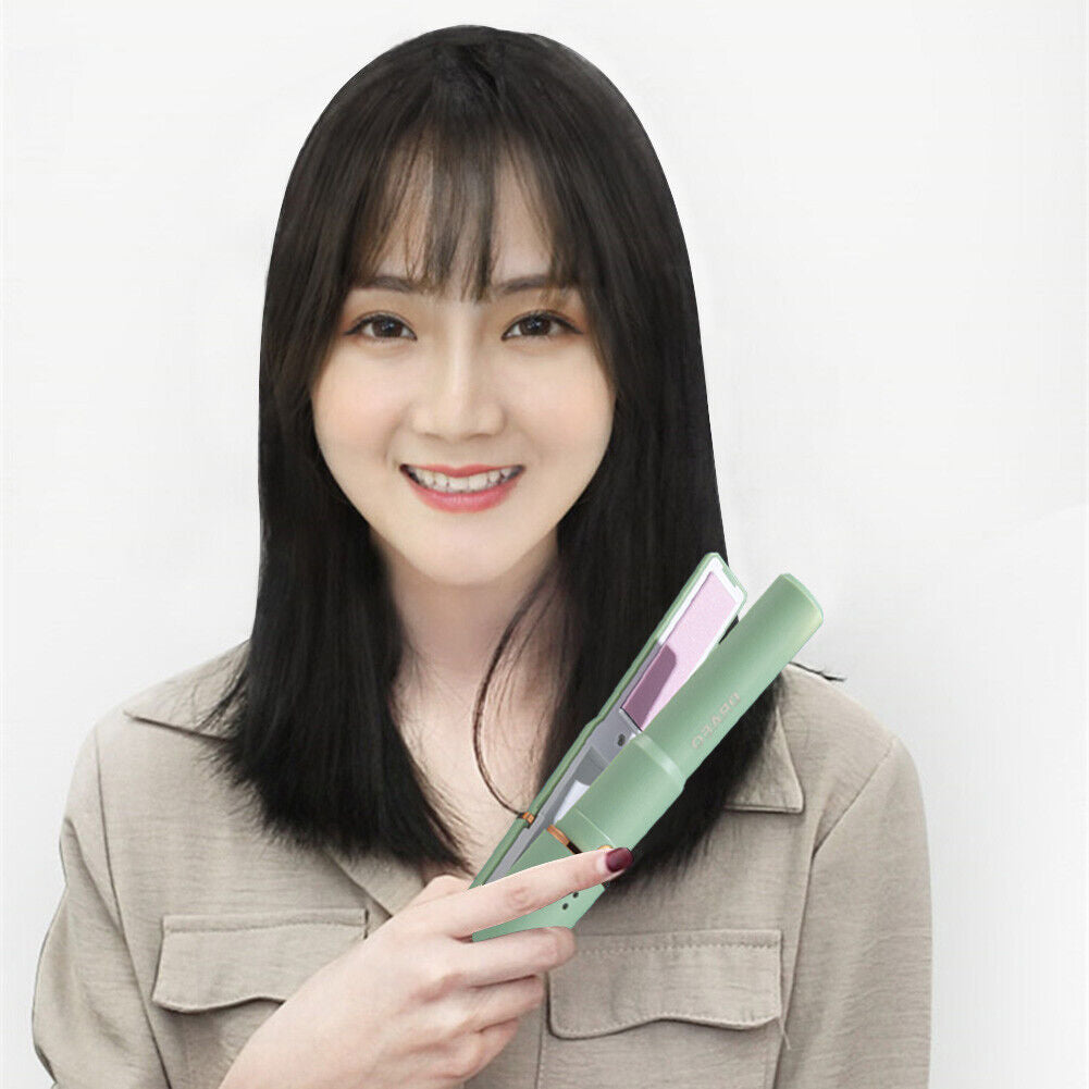 Portable USB Recharge Cordless Curling Iron Hair Mini Splint (Matcha Green)