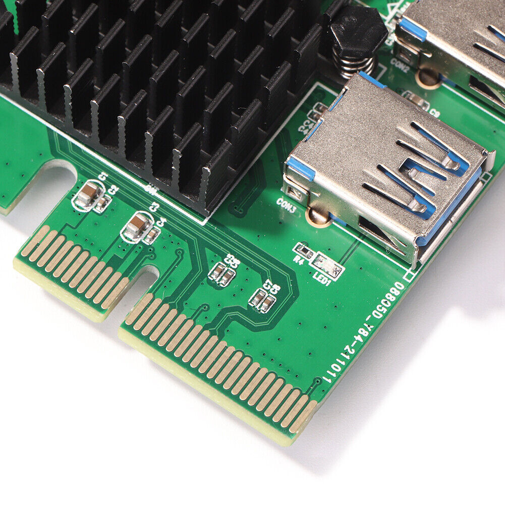 PCI Express Riser Card 1 to 4 16X PCIe Riser PCI-E 4X to 4 USB 3.0 Adapter