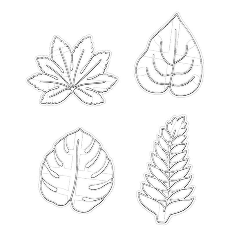 Set of 4 Plastic Cookie Moulds Cookie Cutters Biscuit Stamper Cutters Leaf Shape