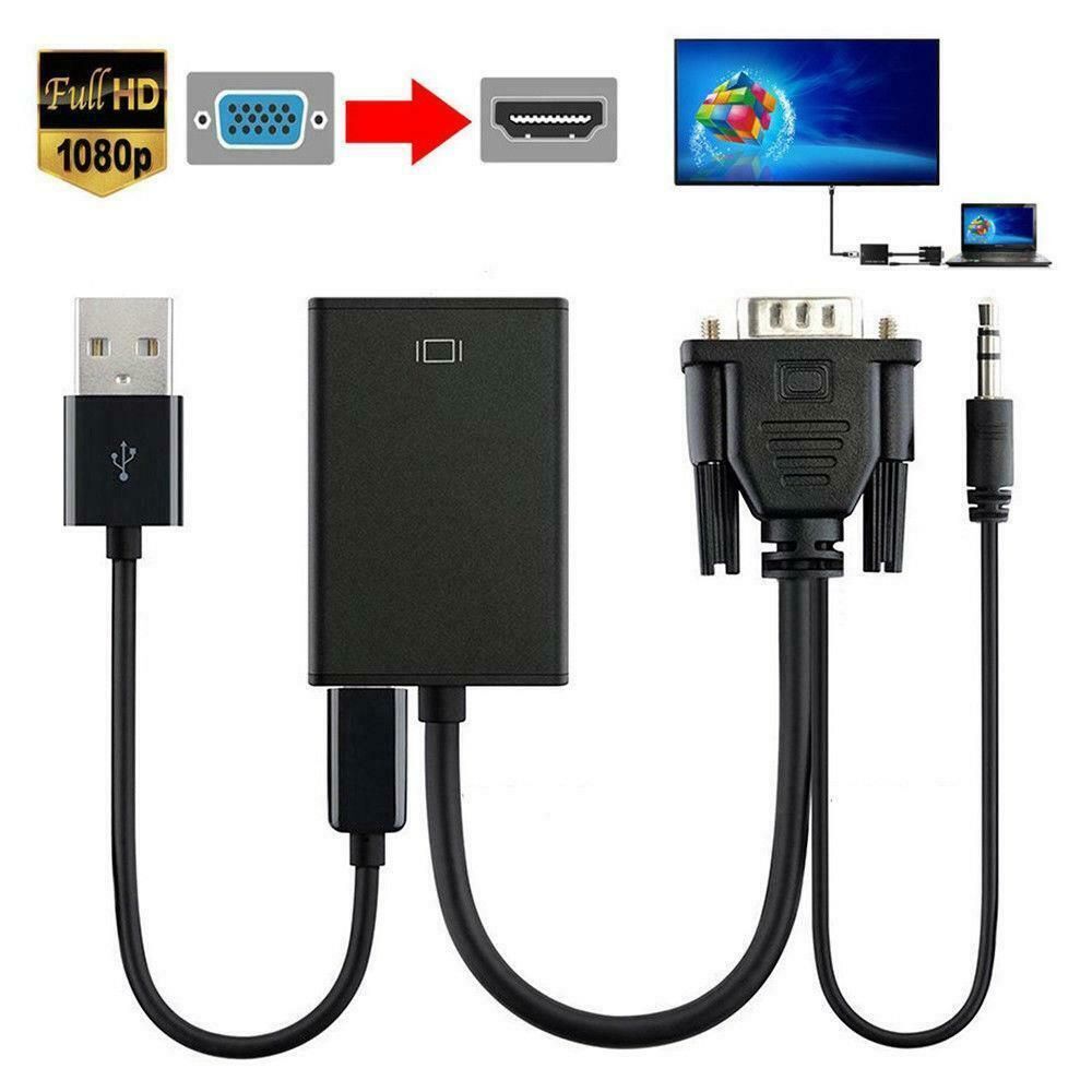 HDTV 1080P Adapter Male to Female Audio Video Cable VGA to HDMI Converter