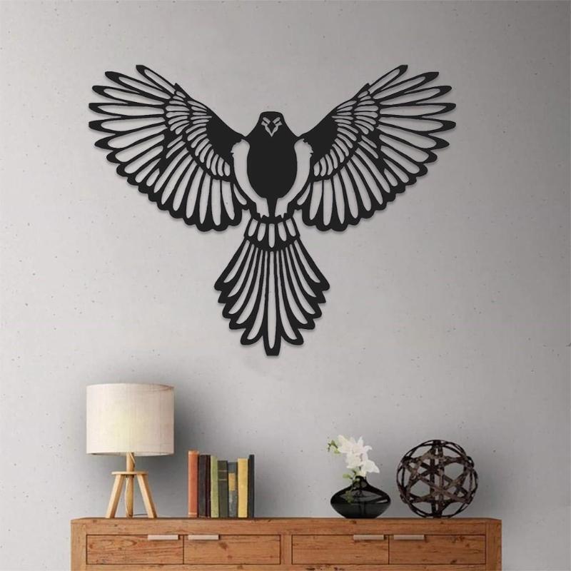 Metal Eagle Wall Art Decor Iron Animal Bird Silhouette Sculpture Garden Ornament