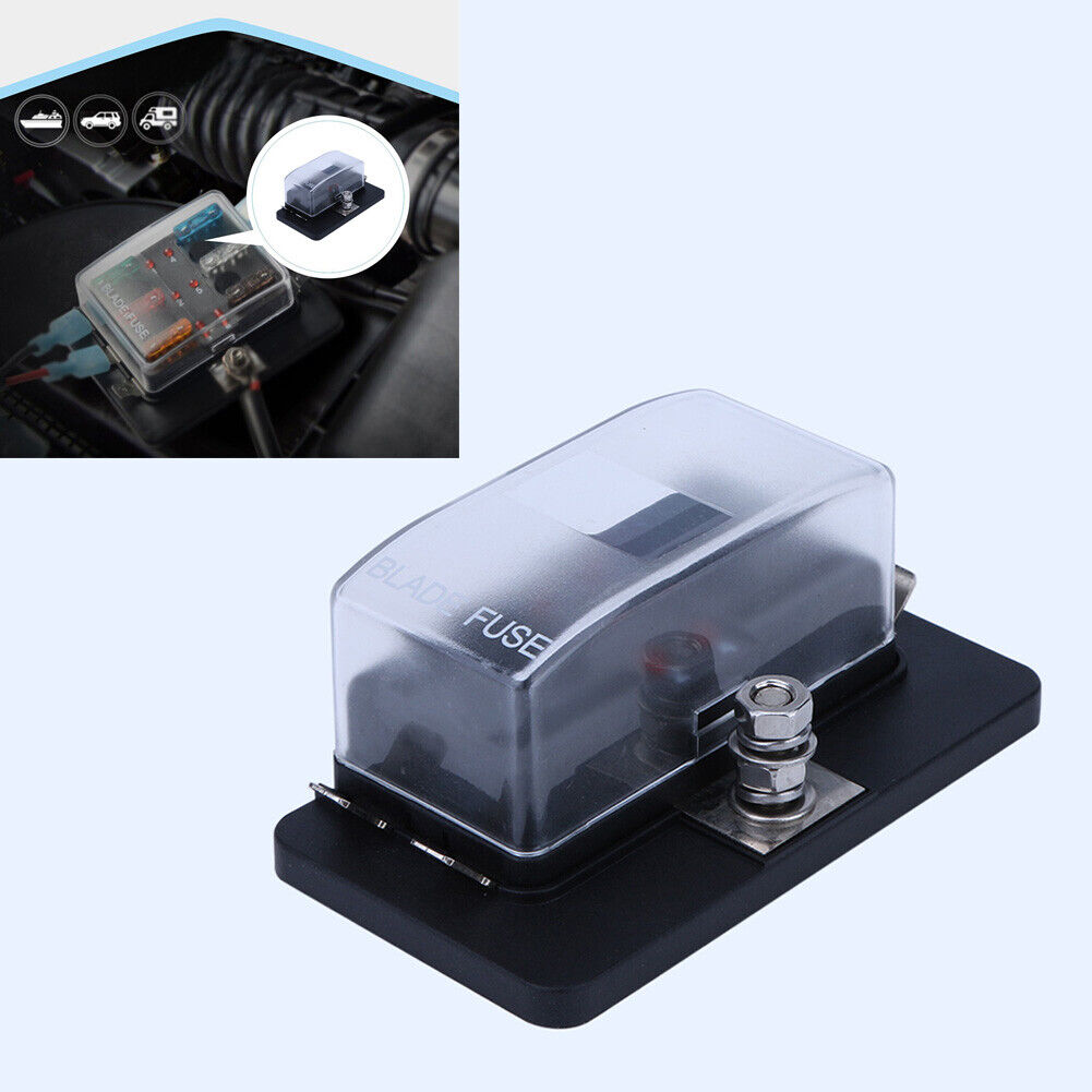 4 Way Fuse Block Blade Fuse Holder with LED Indicator + Cover for Car Boat