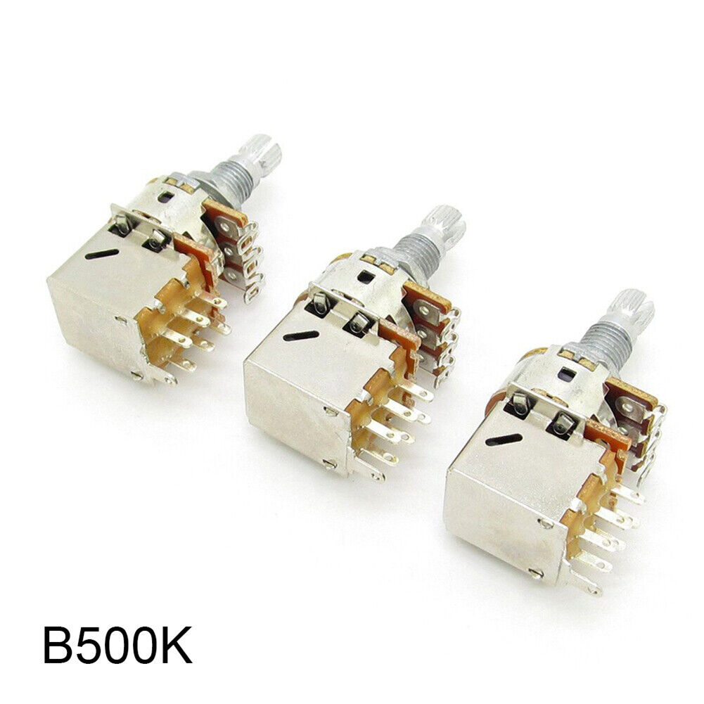 3x Guitar Bass Split Push Pull Potentiometer Volume Tone Switch (B500K)