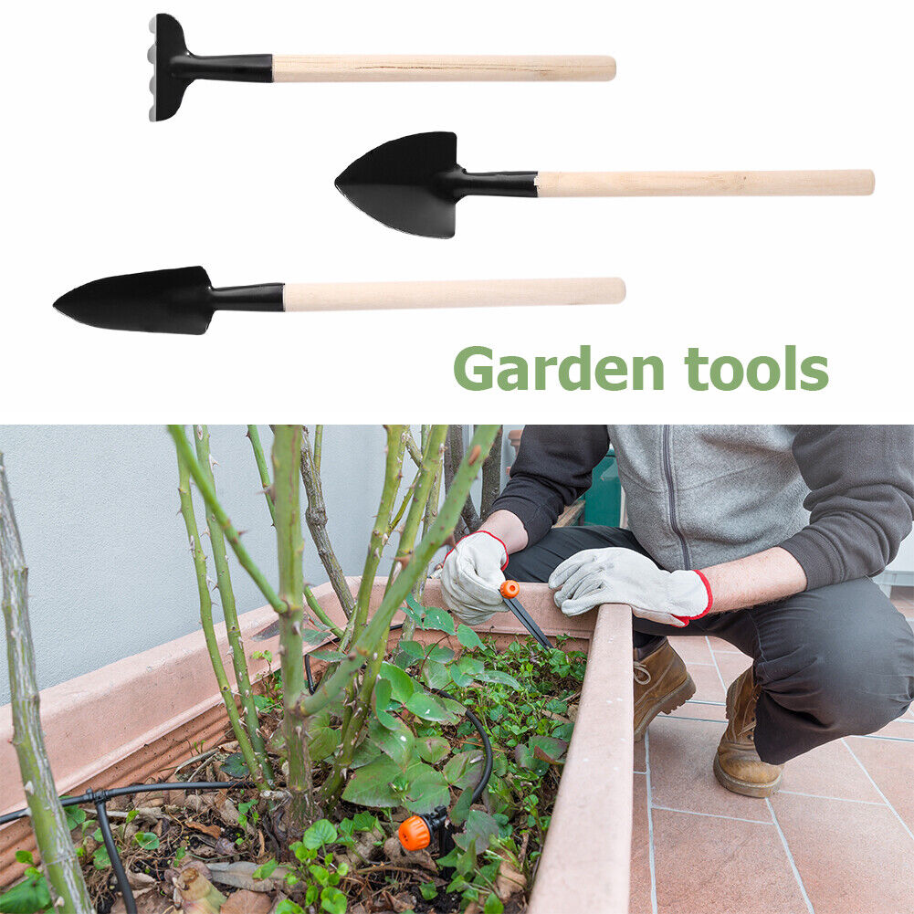 3pcs Gardening Tools Set Mini Transplant Plant Flower Shovel Rake Hand Tool