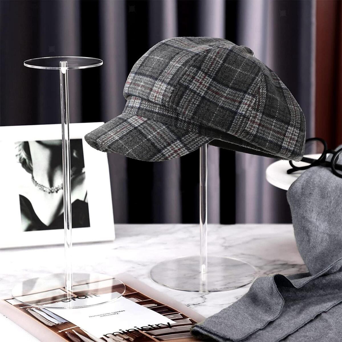 Acrylic Hat Stand Free Standing Storage Stand Wig Display Holder Decoration