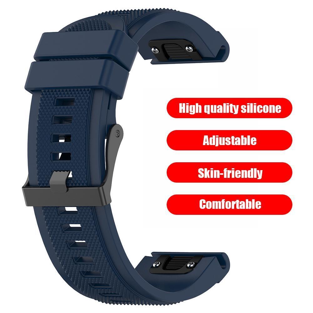 26mm Silicone Watch Band Strap for Garmin Fenix 6X/5X/5X Plus (Dark Blue)