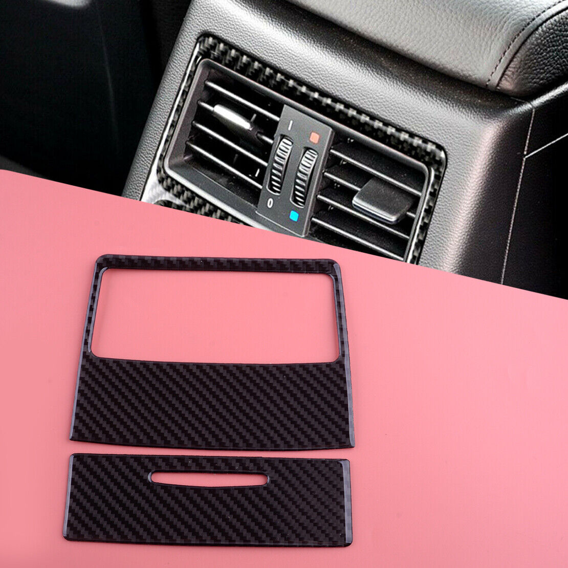Carbon Fiber Rear AC Air Vent Outlet Cover Fit For BMW 3series E90 E92 2005-2012