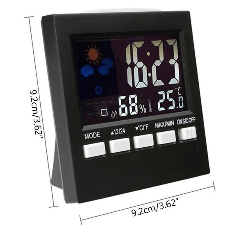 Led Digital Temperature and Humidity Display Clock Color Screen Weather