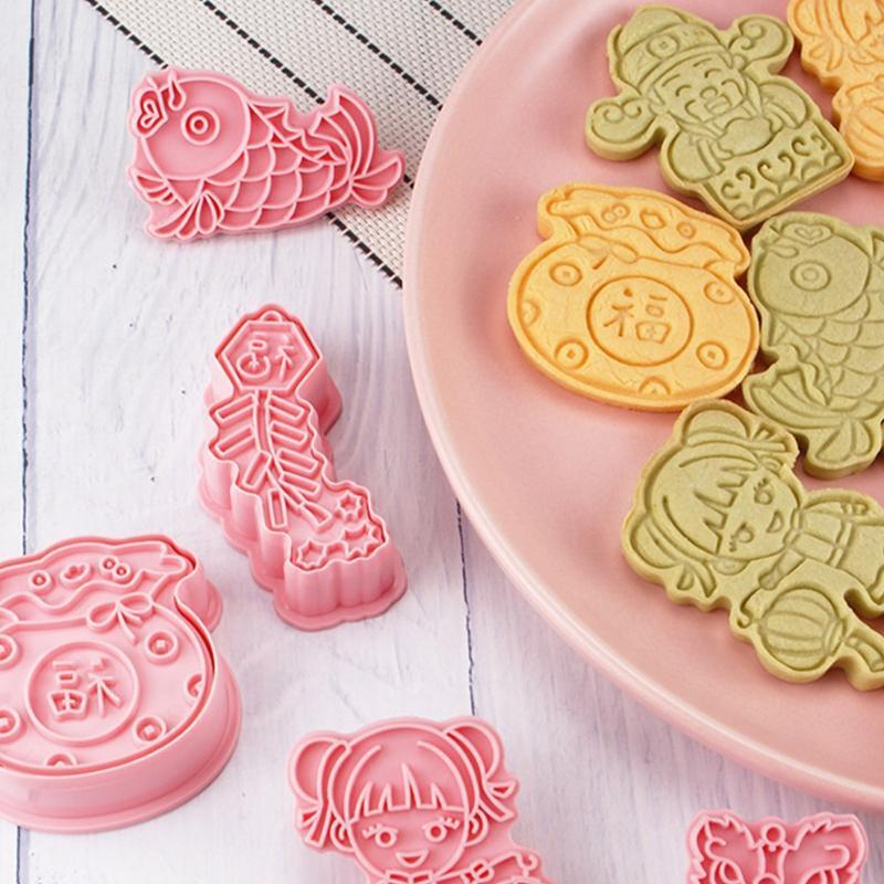 Set of 6 Spring Festival Style Cookie Cutters Set Cookie Dessert Biscuit Cutters