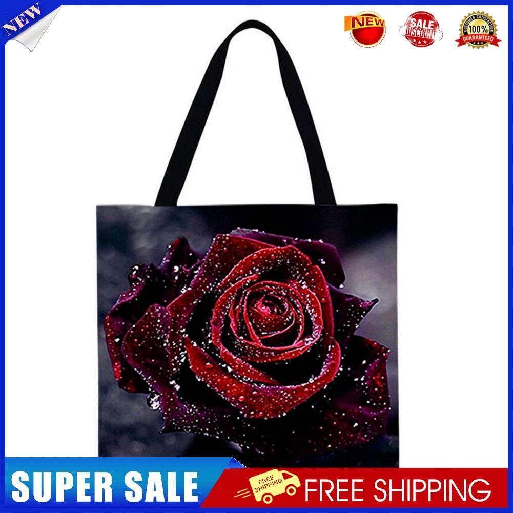Red rose Printed Shoulder Shopping Bag Casual Large Tote Handbag (40*40cm)