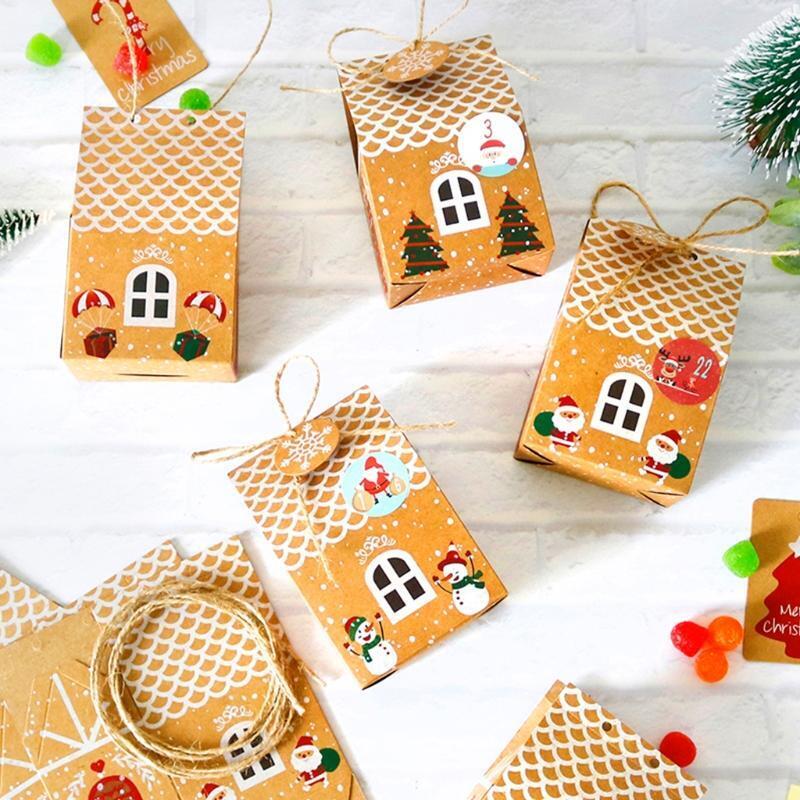 Christmas Advent Calendar Box DIY Candy Biscuit Guest Favors Wrapping