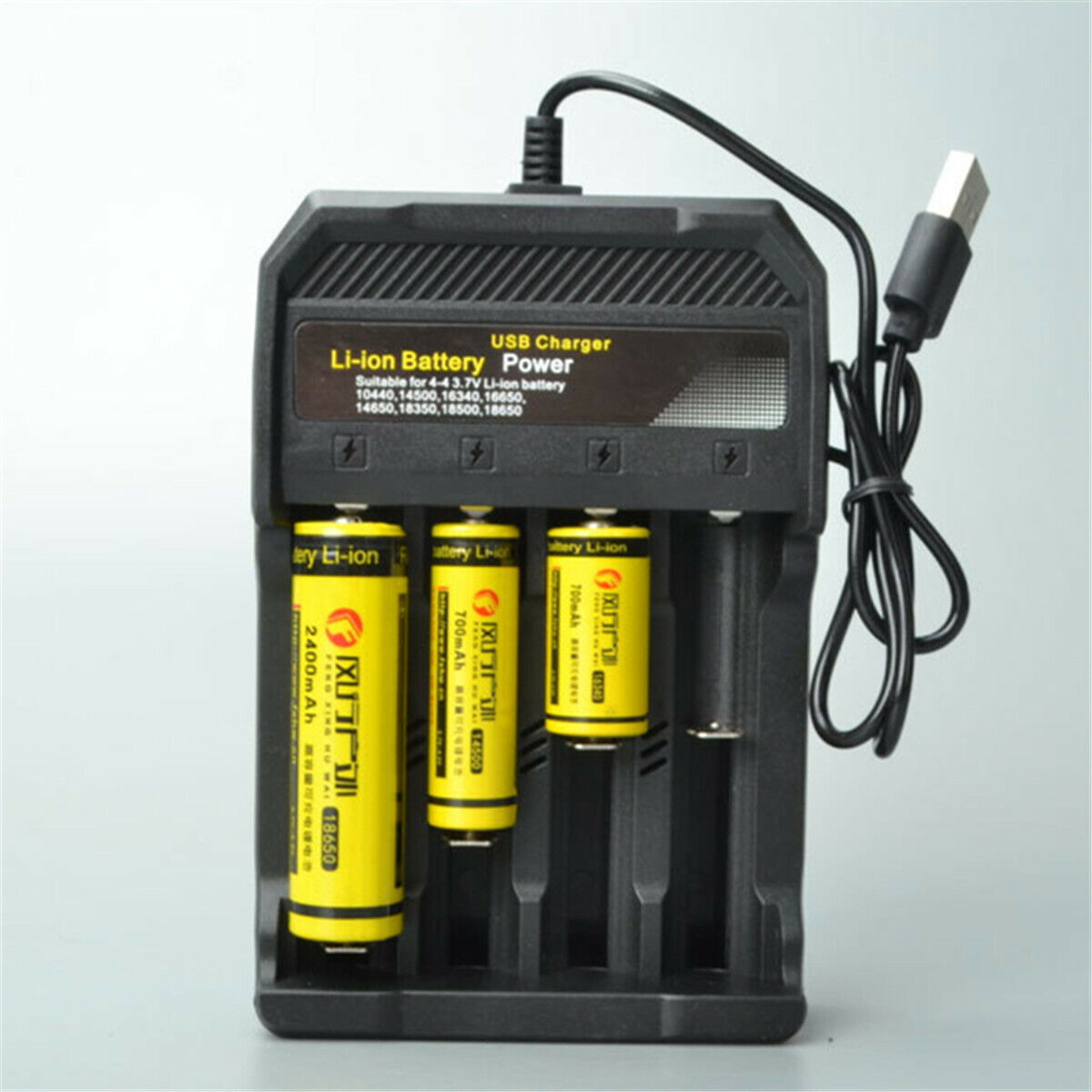 USB 4 Slots 4.2V Universal Rechargeable 18650 Li-ion Battery Smart Charger
