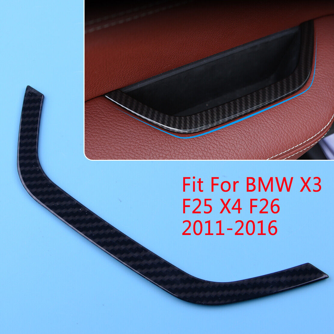 Carbon Fiber Styl Inside Door Handle Cover Trim Fit For For BMW X3 F25 X4 F26 Ly