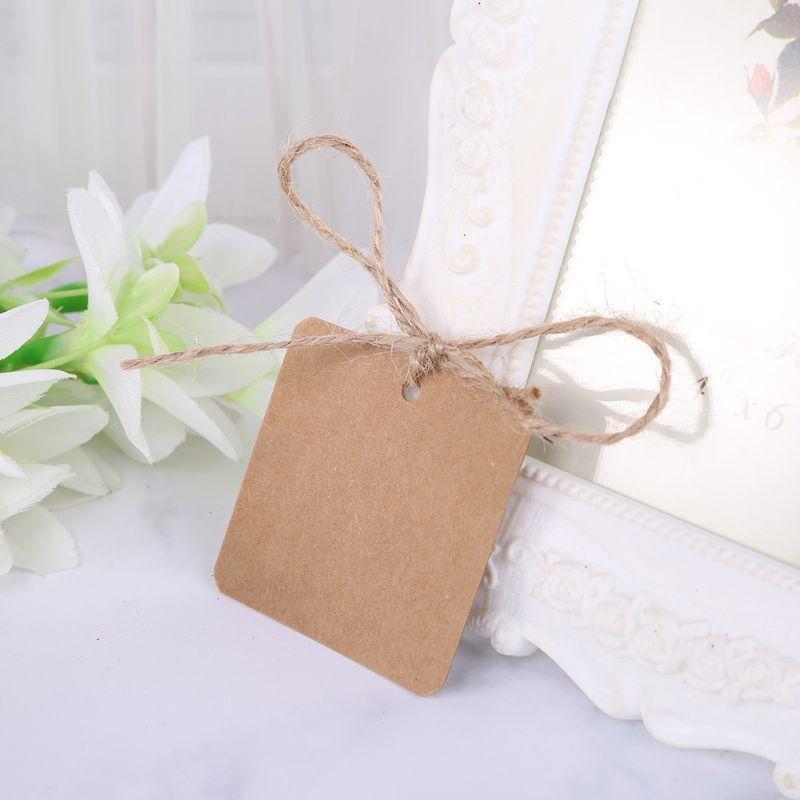 100pcs Blank Square Kraft Paper Gift Hang Tags Wedding Label Price Card Crafts