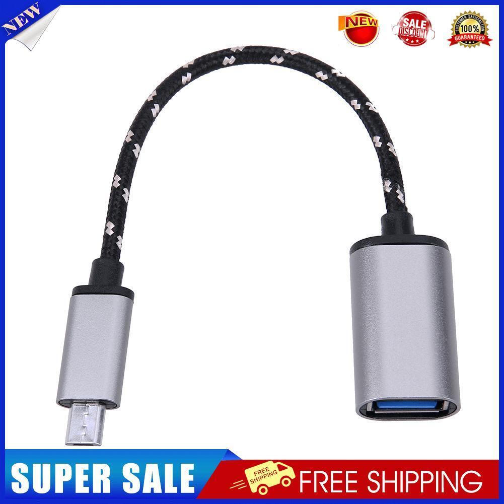 6.9inch Braided Alloy Micro USB Male to USB Female OTG Adapter Cable