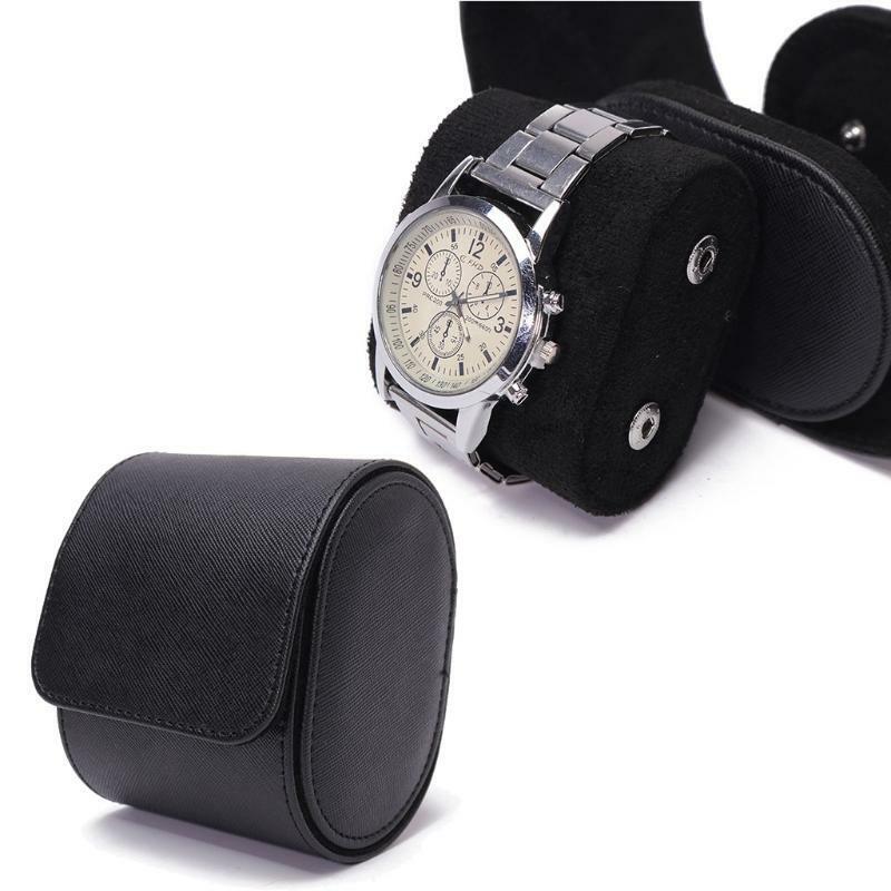 Real Leather Watch Roll Single Watch Travel Case for Men or Women