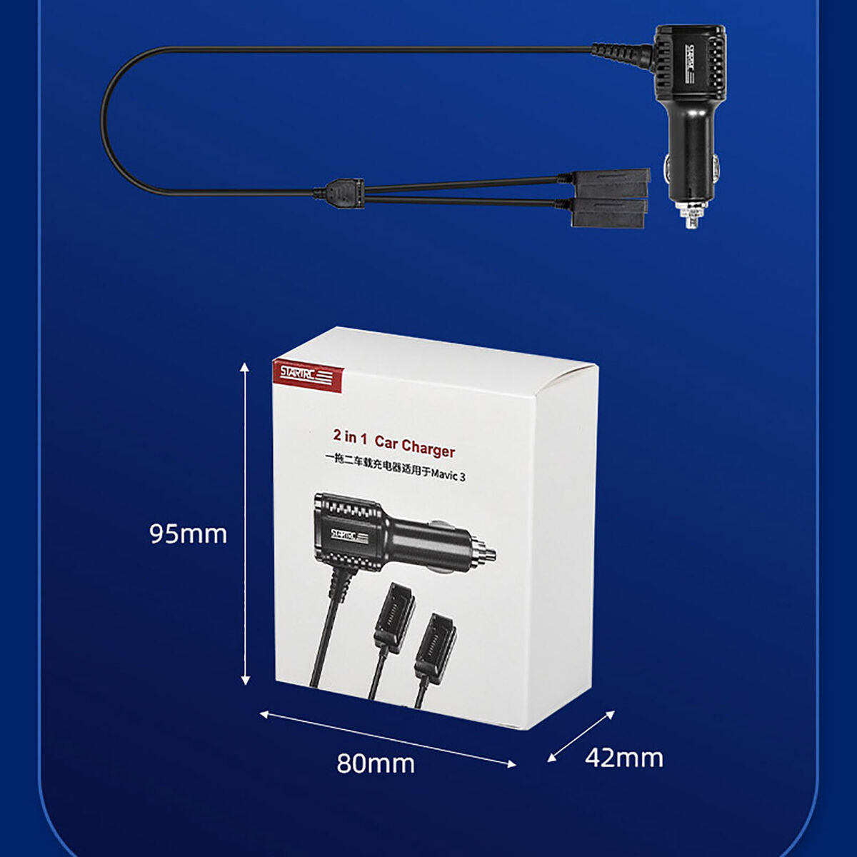 2 In 1 Drone Car Charger Dual Charging Three-Way Output Drone for Mavic 3 Parts