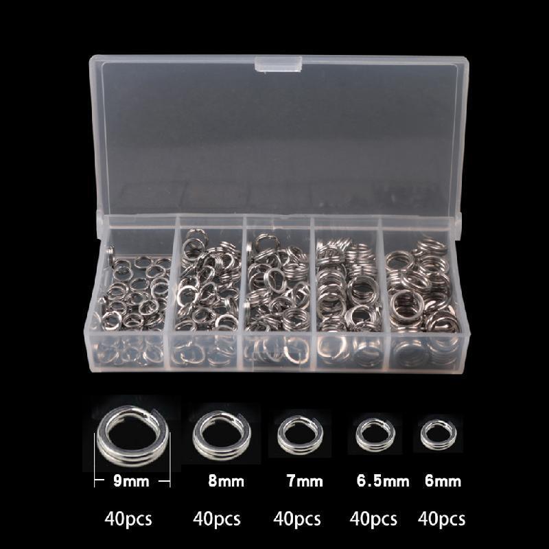 200 Pcs/box Stainless Steel Split O-Ring Heavy Fish Box Double Ring Connector