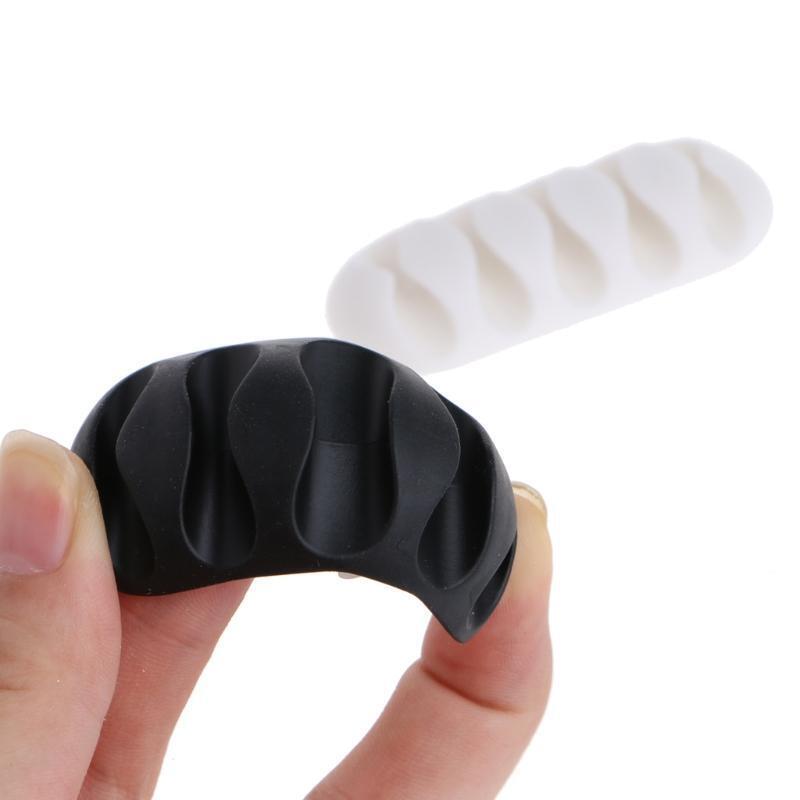 2Pcs 5-Clip Silicone Earphone Cable Winder Wire Organizer Cord Fixing Holder