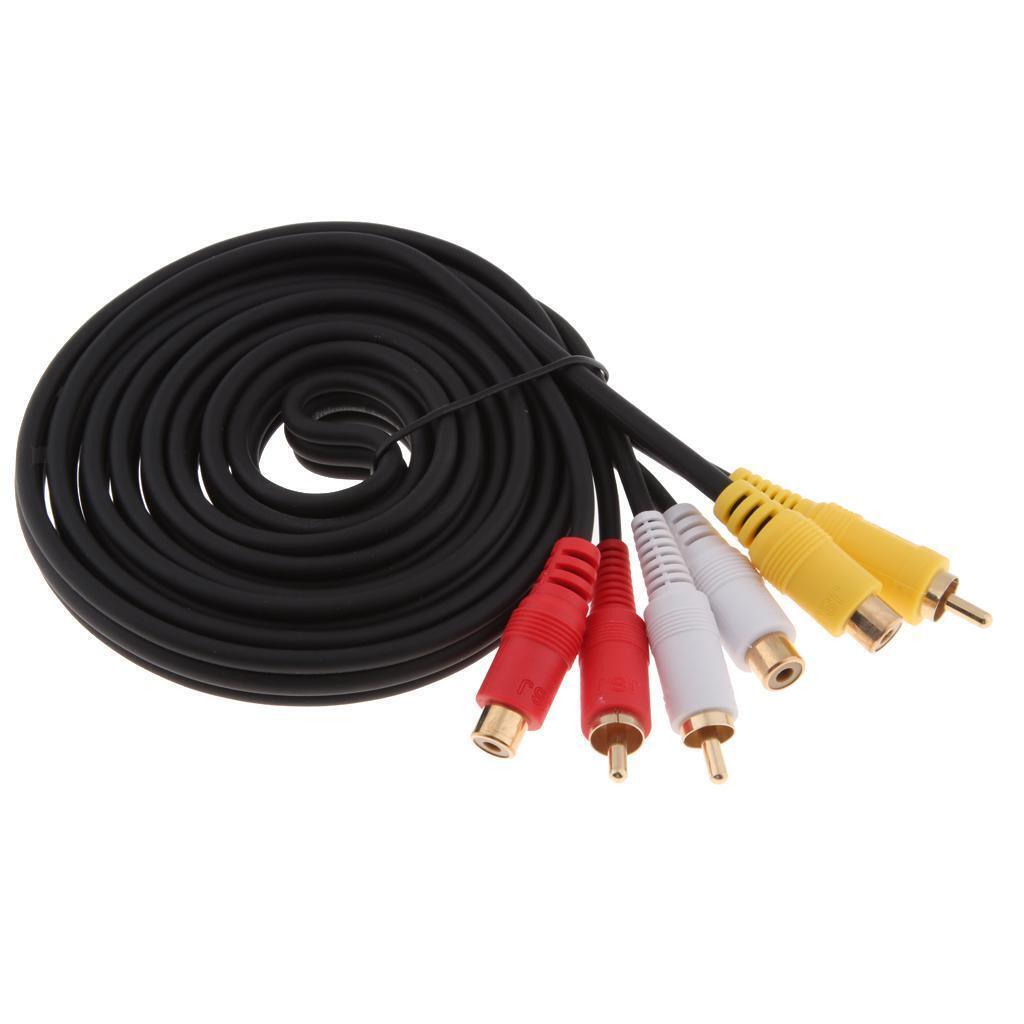 5.9ft/1.8m 3 RCA Male To 3 RCA Female Audio Video AV Extension Cable Cord