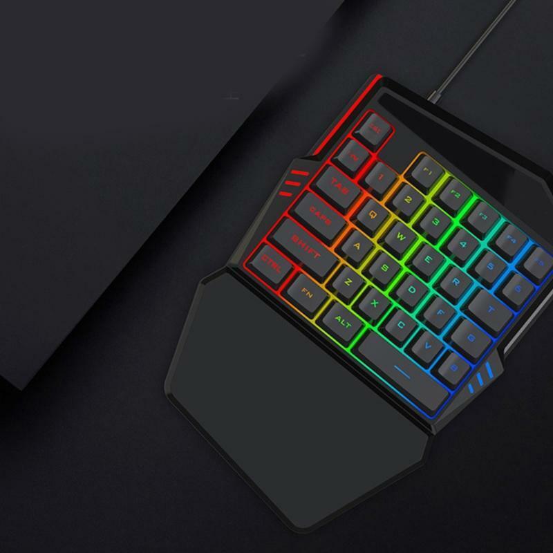 Mini 35 Keys Single Hand Gaming Keyboard RGB Wired Small RGB Backlight Keyboard