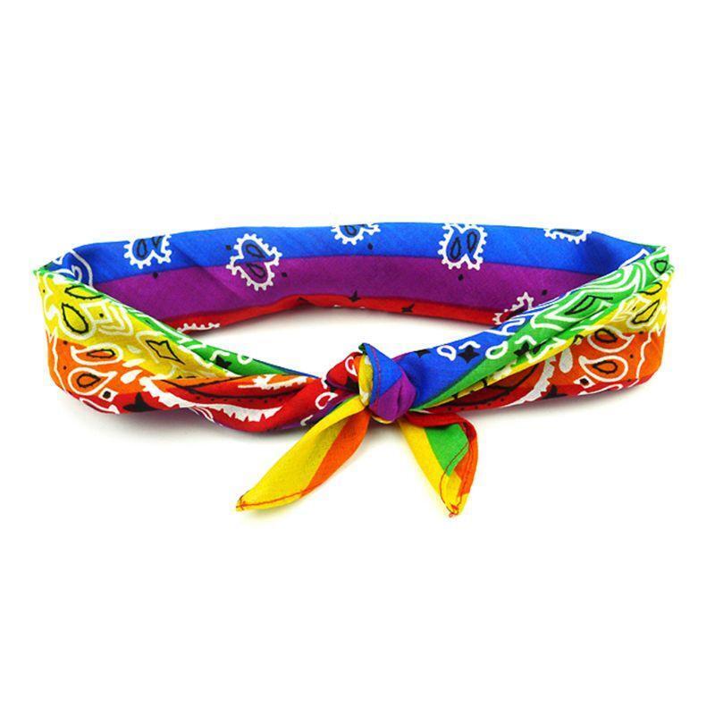 Rainbow Paisley Bandana Square Scarf Wrap Headband Motorcycle Sports Wristband