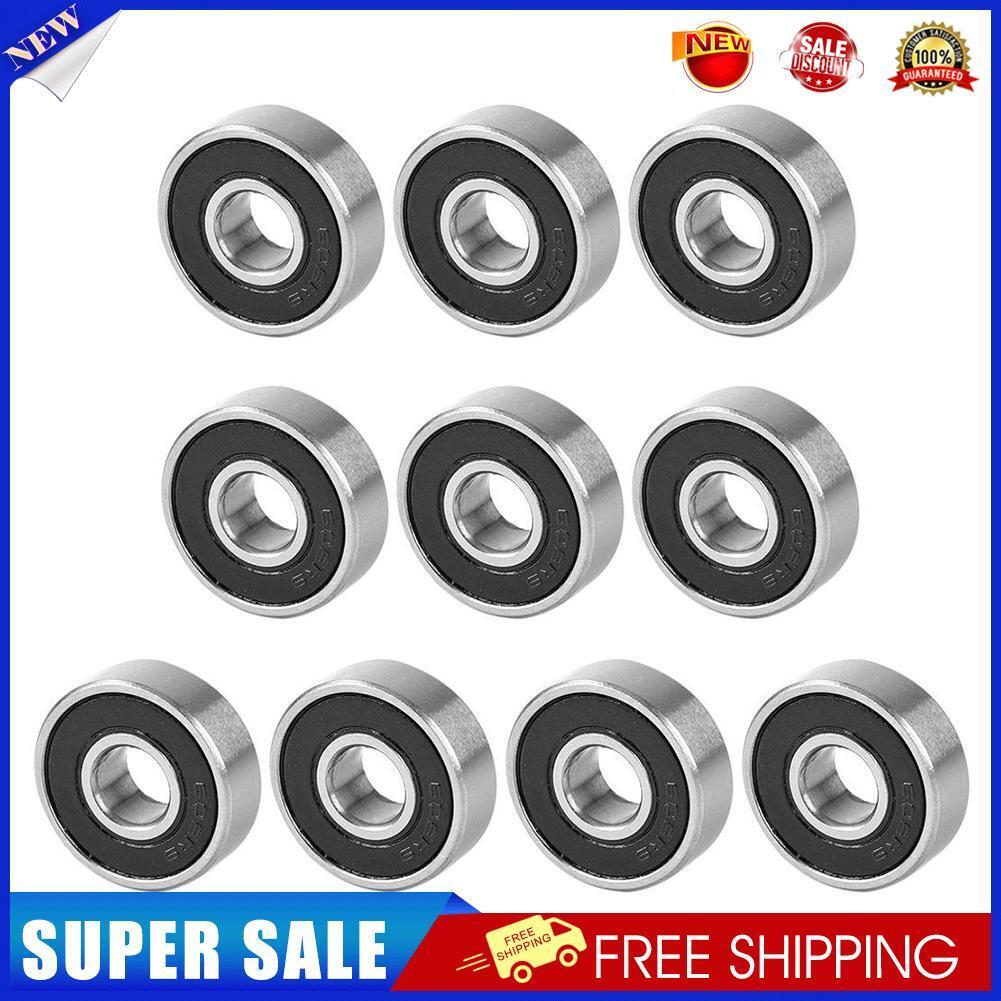 10pcs/set 608-2RS Rubber Cover Sealed Shafts Deep Groove Steel Ball Bearing
