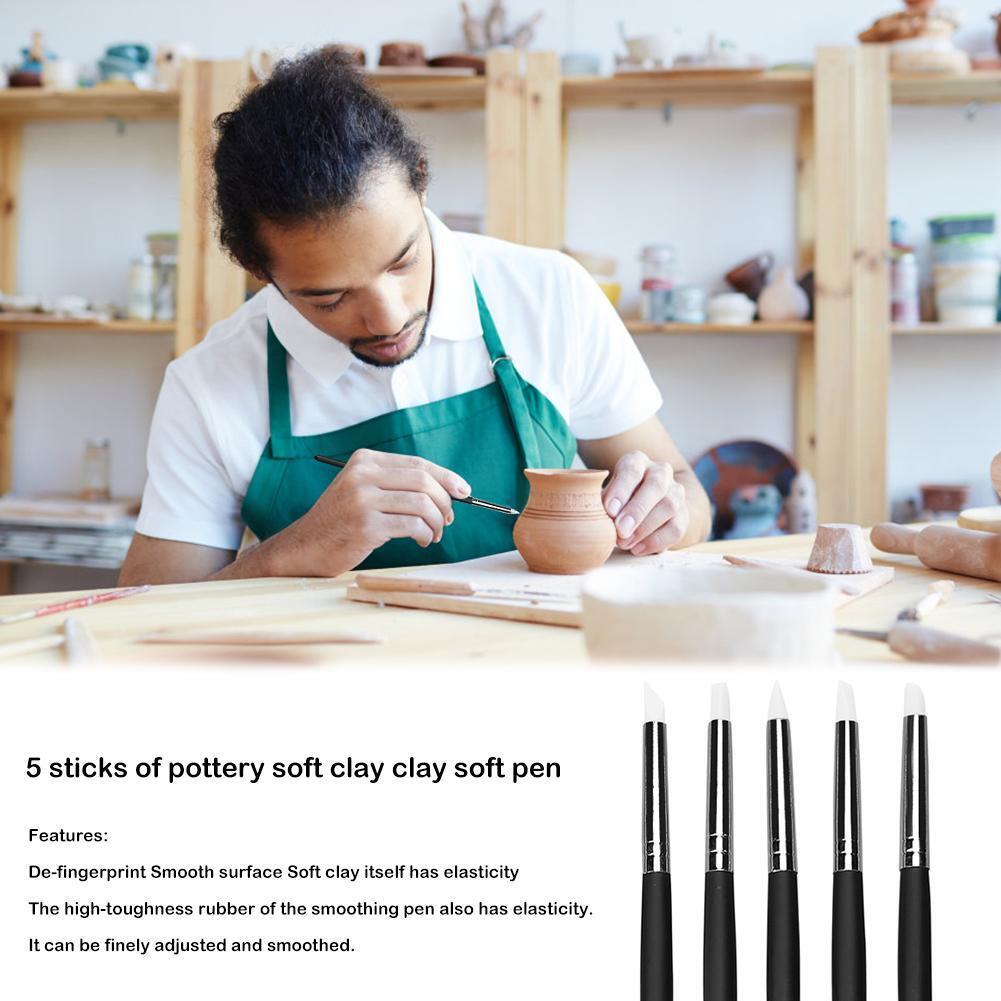 5pcs Polymer Clay Carving Pen Brush Pottery Clay Sculpture Ceramics Tool (A