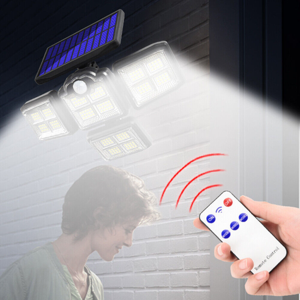 4 Heads Solar Wall Lights Waterproof Motion Sensor Lamp for Garden (198LED)
