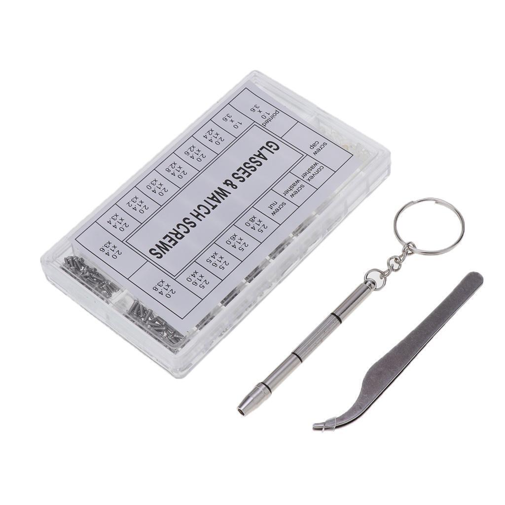 1000pcs Tiny Screws Nut + Screwdriver Watch Glasses Repair Tool Kit