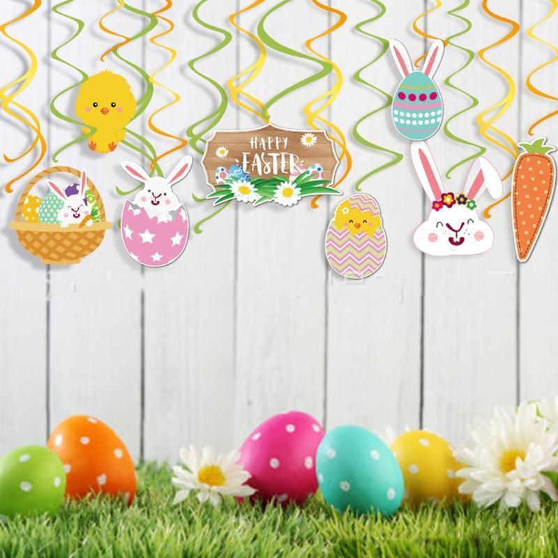Easter Hanging Swirl Ornament Hanging Spiral Bunny Egg Chick Carrot Patterns
