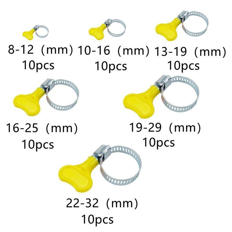 60 Pieces Worm Gear Hose Clamp Adjustable Key-Type Hose Clamp Rust-proof