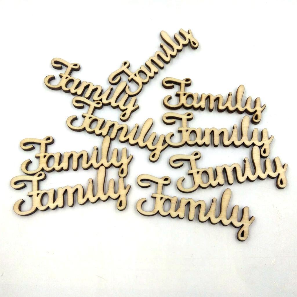10x  Engraved Family Embellishments Decorative Unfinished Crafts