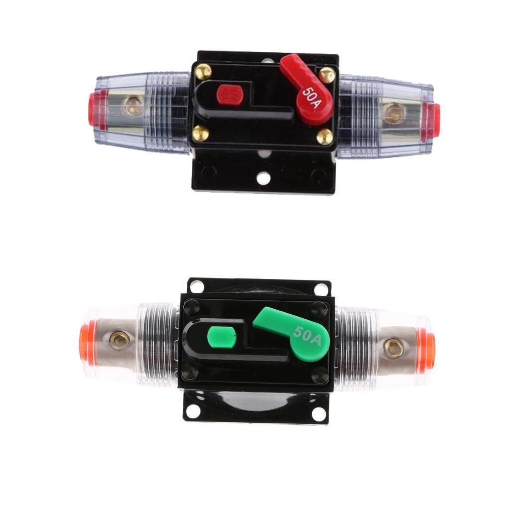 2 Pieces 50A Car Audio Circuit Breaker Fuse Holder Manual Reset Switch