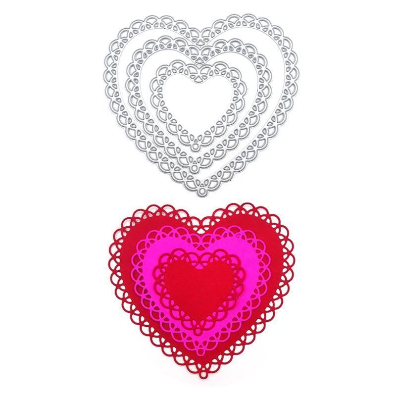Three-Layer Hollow Lace Heart Shape Carbon Steel Cutting Dies DIY Scrapbooking