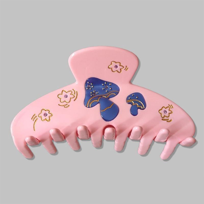 Women Girls Hair Claw Clips with Cartoon Mushroom Decors Women Hair Jaw Clamp