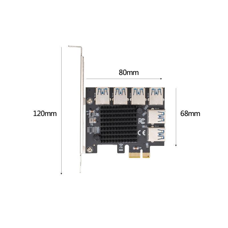 PCI-E PCI-Express 1X to 16X Adapter Card 1 to 6 USB 3.0 Multiplier for BTC Miner