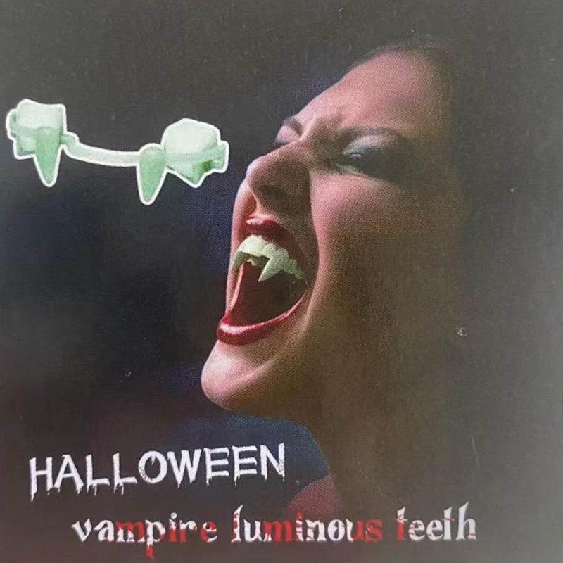 Halloween White Teeth Fangs Teeth Luminous Vampire Fang Retractable Funny Dress